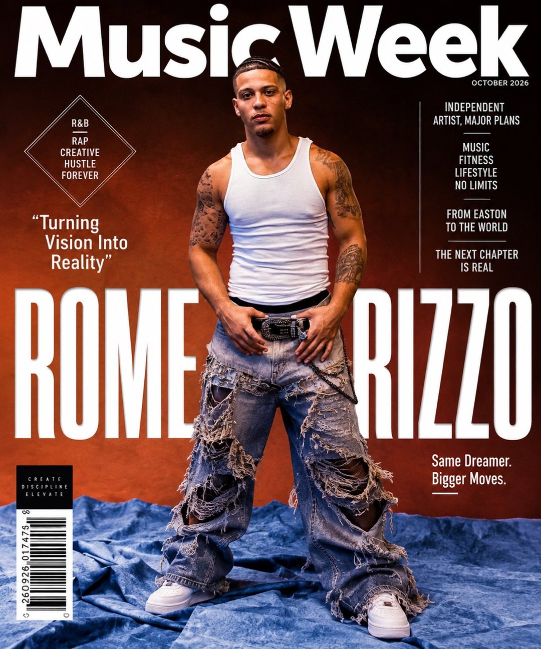 Rome Rizzo on a Music Week style magazine cover, October 2026